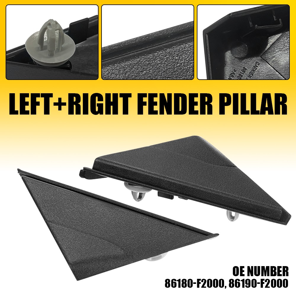 2x RH&LH Fender Pillar Mirror Trim Corner For Molding Hyundai Elantra 2017-2020
