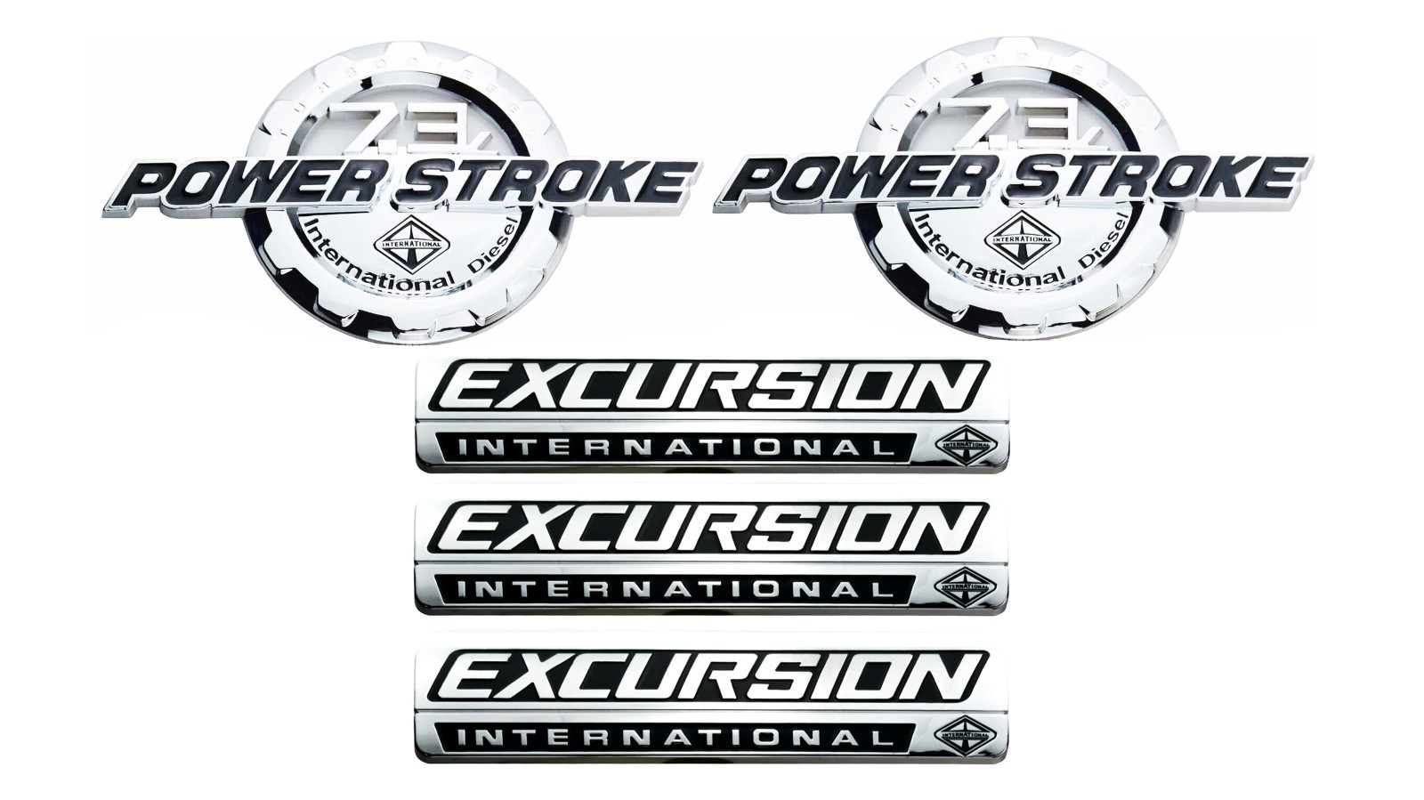 Chrome Black Side Door 7.3L Power-Stroke Badges Set of 5 Fit for 00-05 Excursion