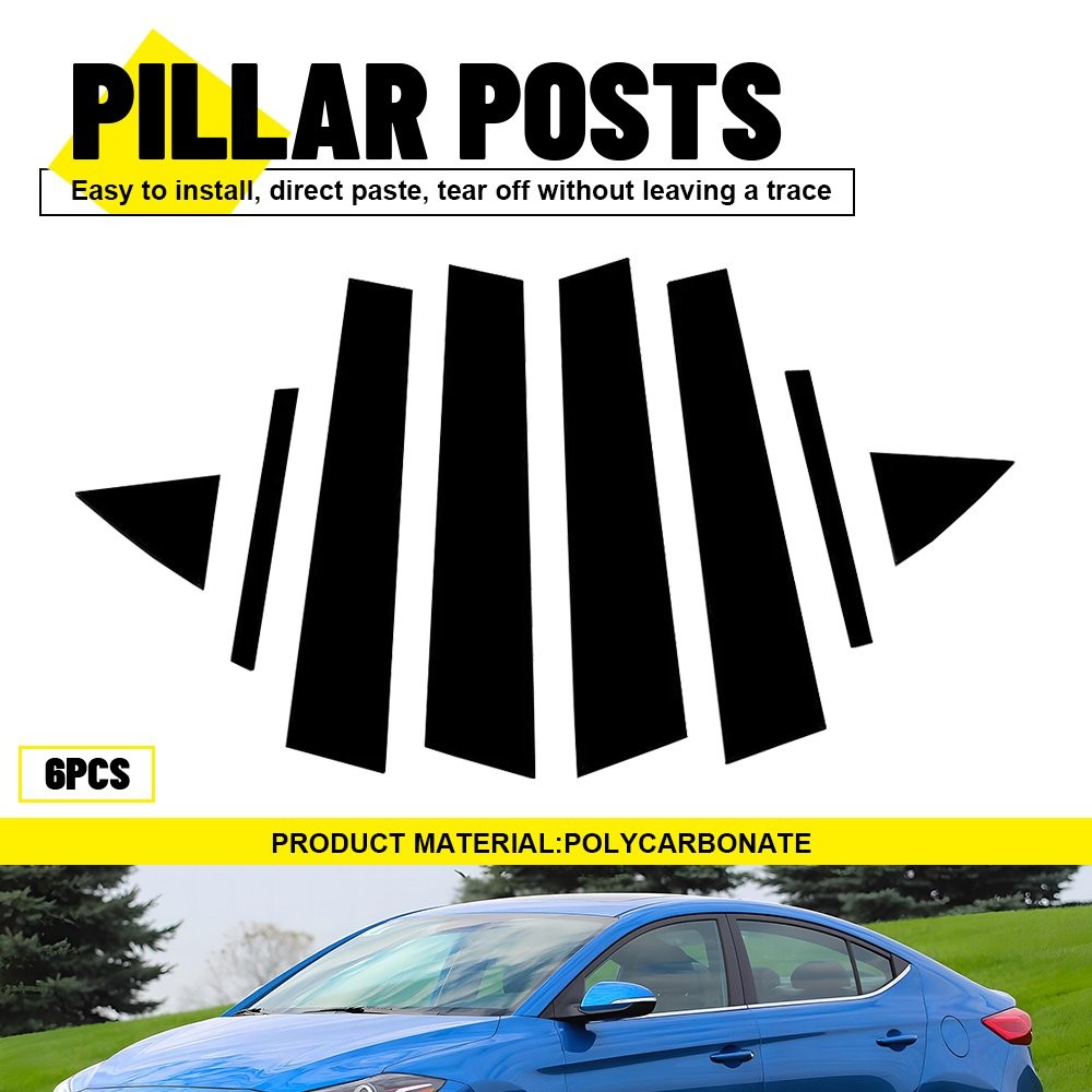 8Pcs Glossy Black Pillar Posts Door Window Trim For Hyundai Elantra 2017-2020 US