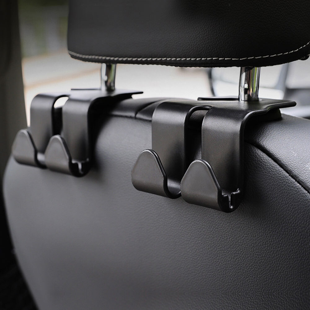2Pcs Car Back Seat Bag Handbag Hooks Storage Groceries Hanger Accessories Black