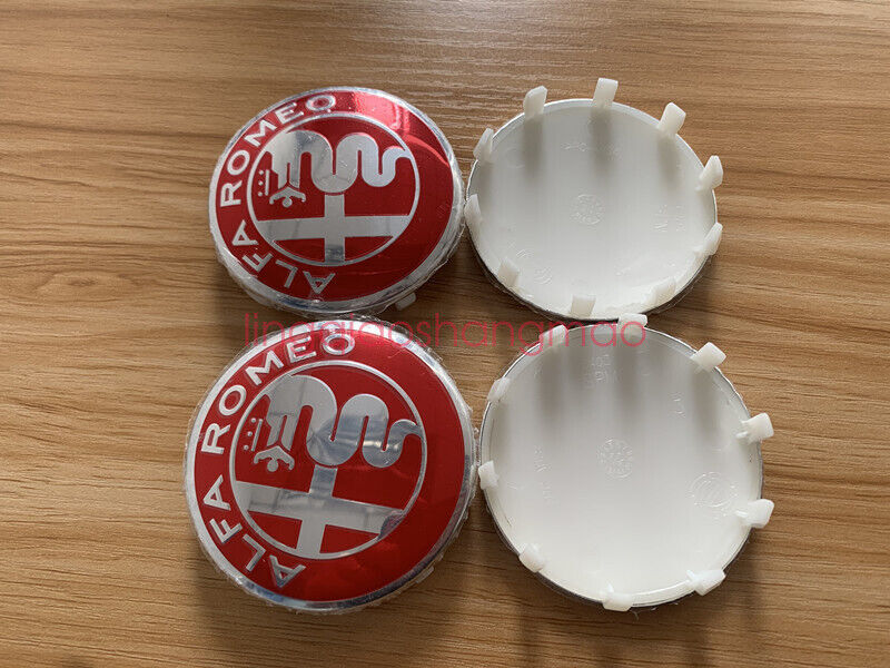 4x 60mm Alfa Romeo Alloy Wheel Centre Cap Red Set Decal Emblem Badge Logo