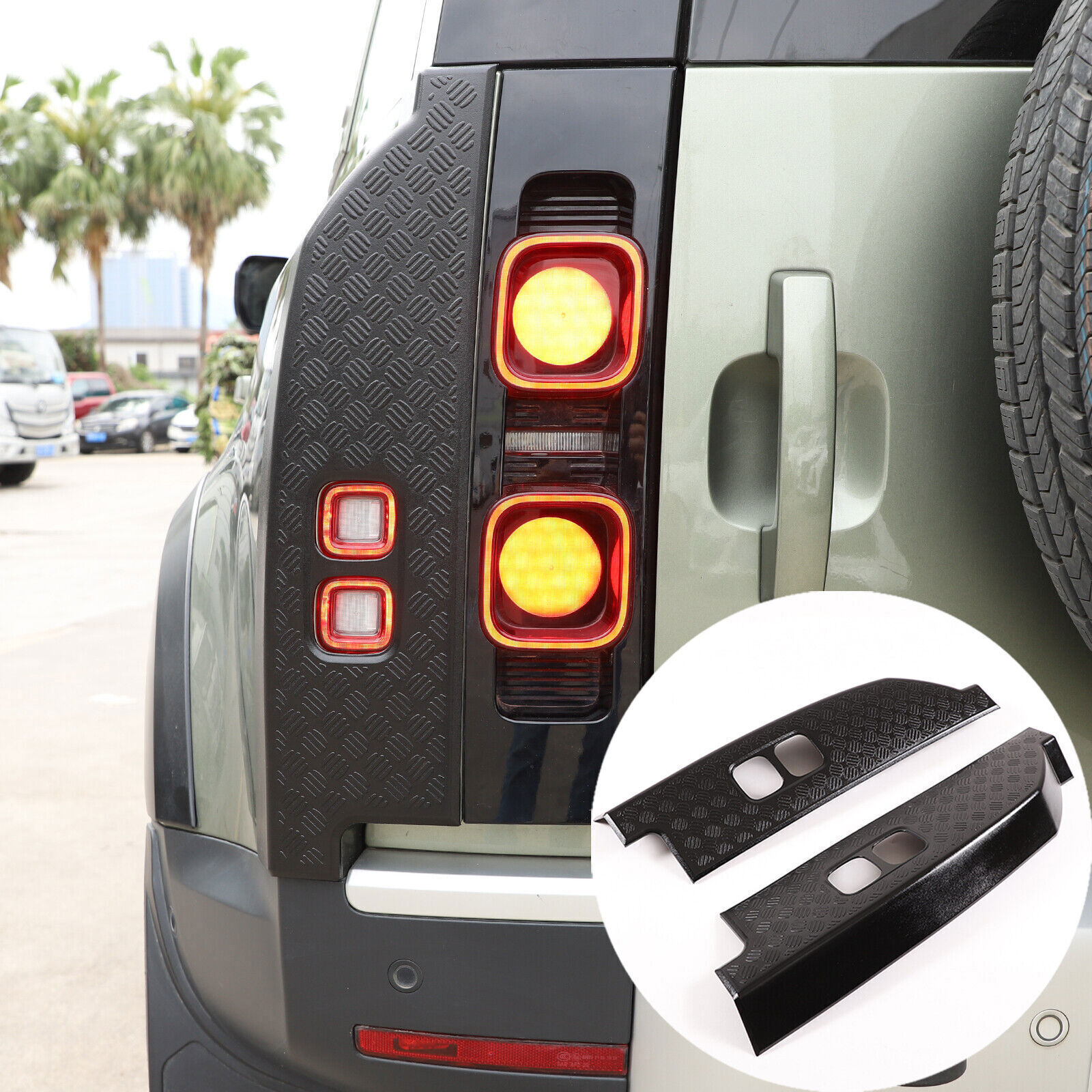 For Land Rover 2020-2023 Glossy Black Kit Taillight Protector Plate Trim