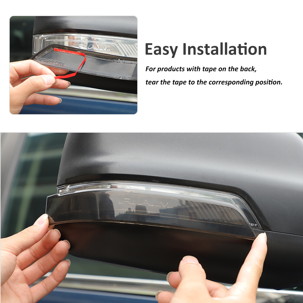 For Ram 1500 2018+ Rearview Mirror Signal Light Accessories Covers Smoked Black