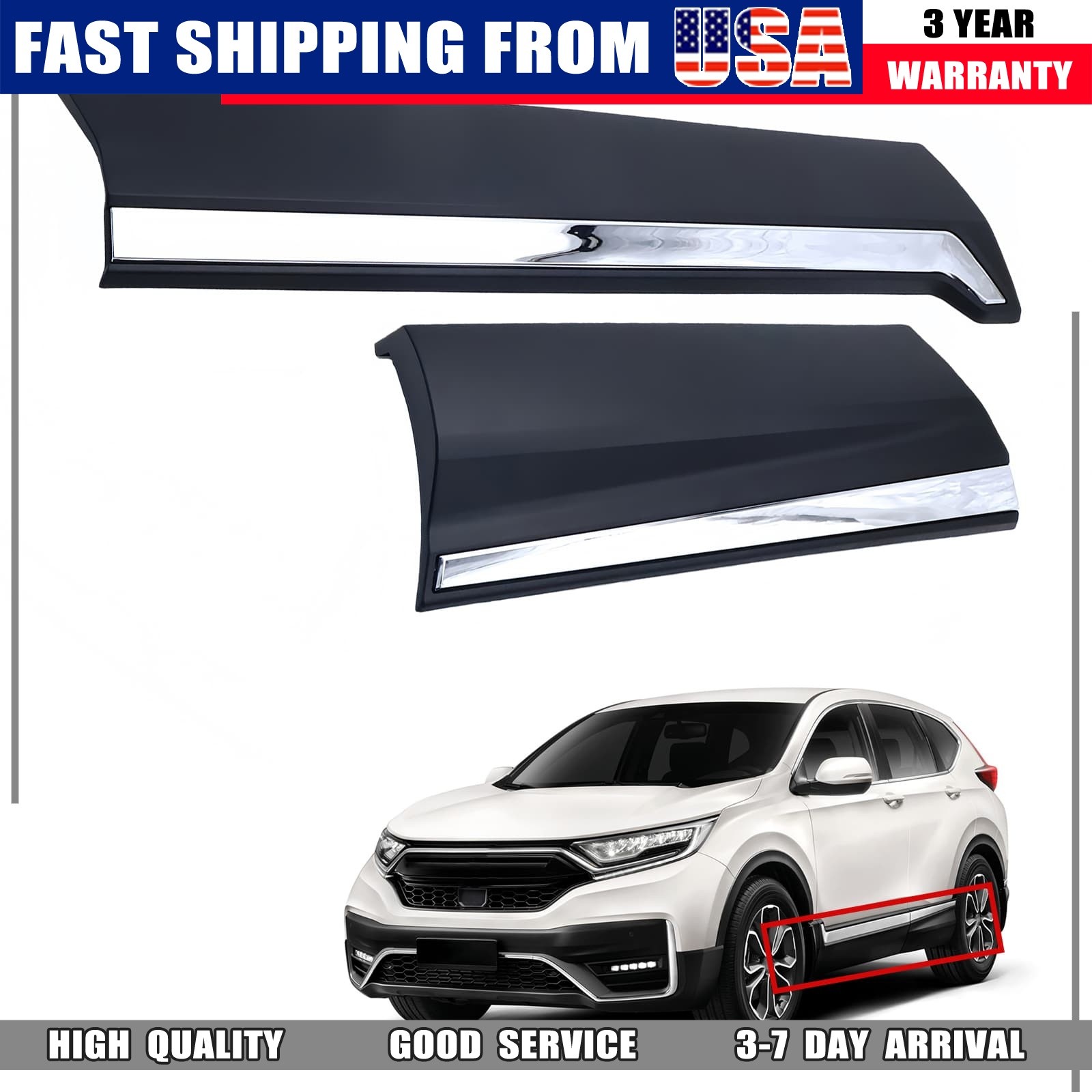 Chromed Front Rear Door Molding Tirm Panel For 17-22 Honda CR-V CRV Left / Right