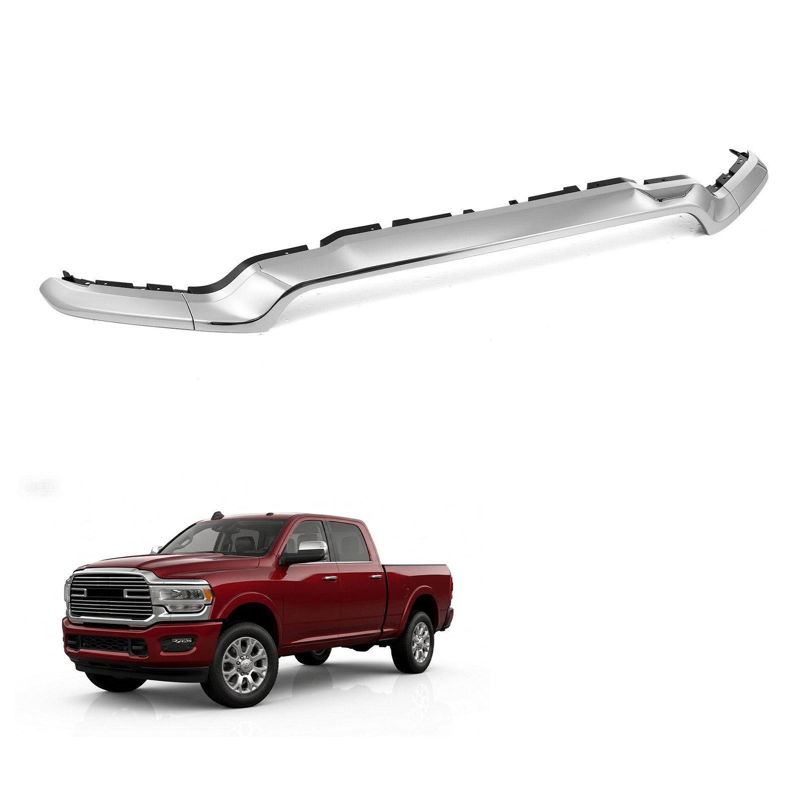For 2019-2024 Ram 2500 3500 4500 Chrome Front Bumper Upper Grille Trim Molding