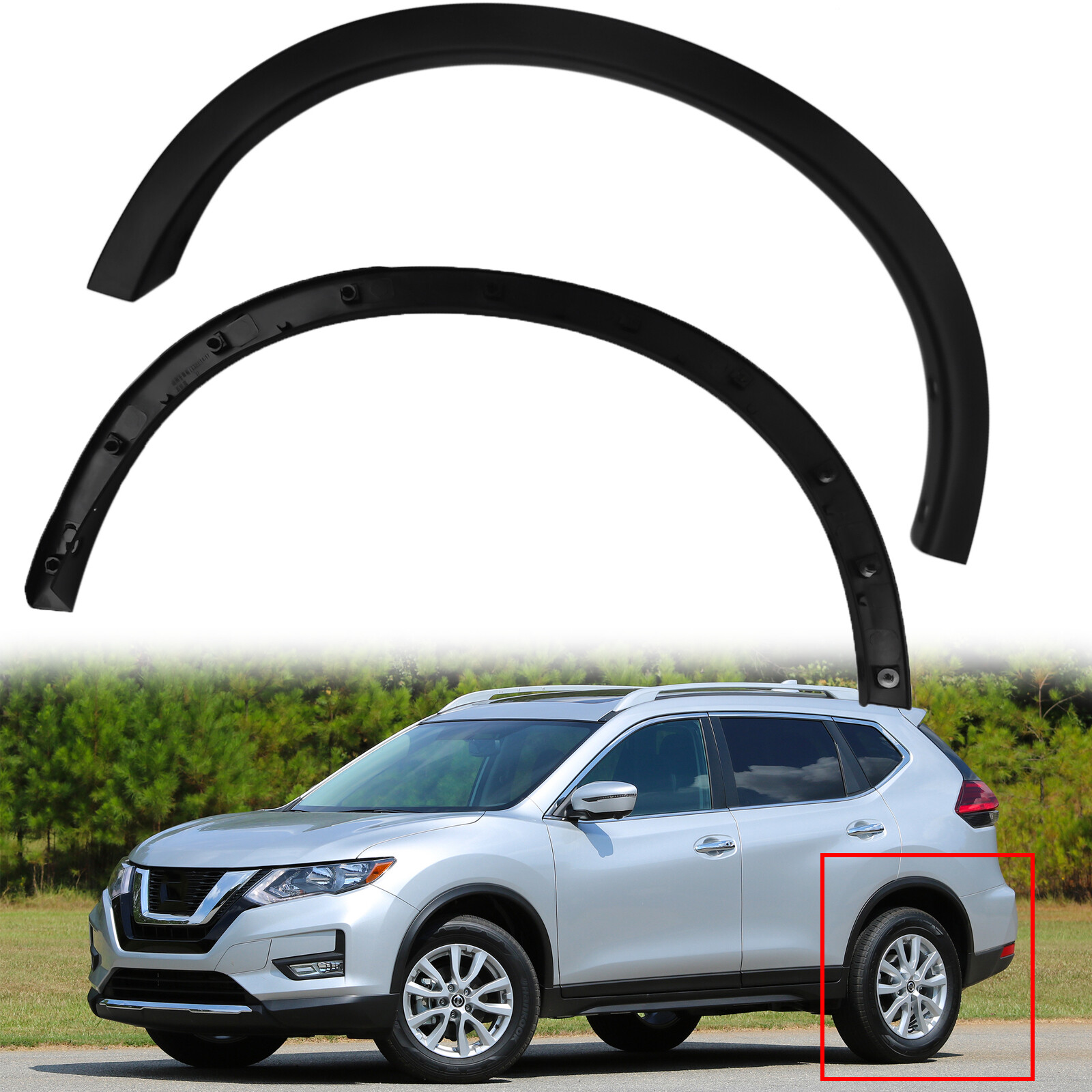 For 2014-2016 Nissan Rogue Rear Left & Right Fender Flare Trim Wheel Molding Set