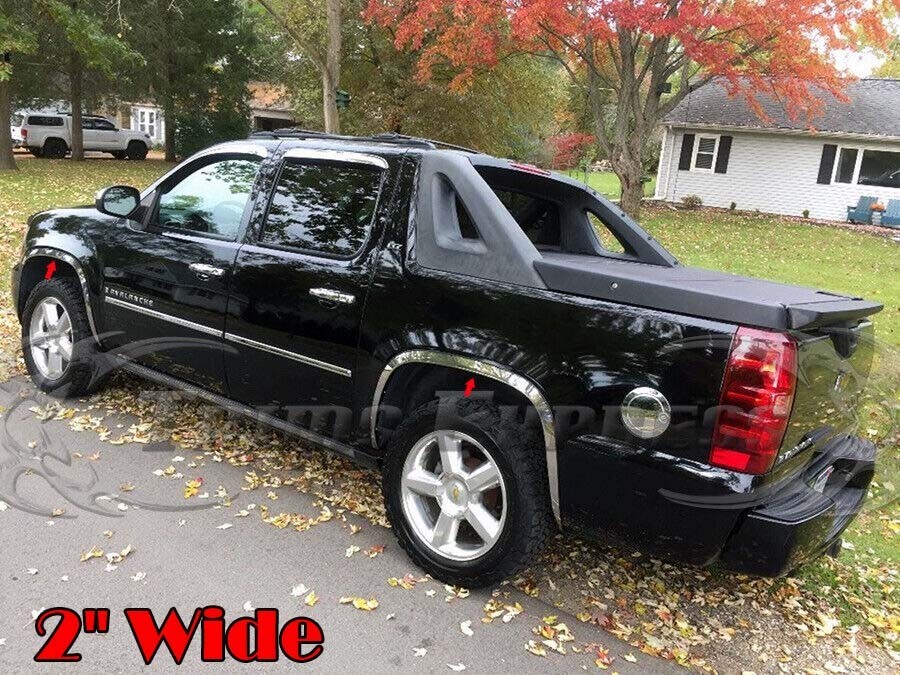 for:2007-2013 Chevy Avalanche/Suburban/Yukon XL Stainless Fender Trim Lip 4Pc 2″