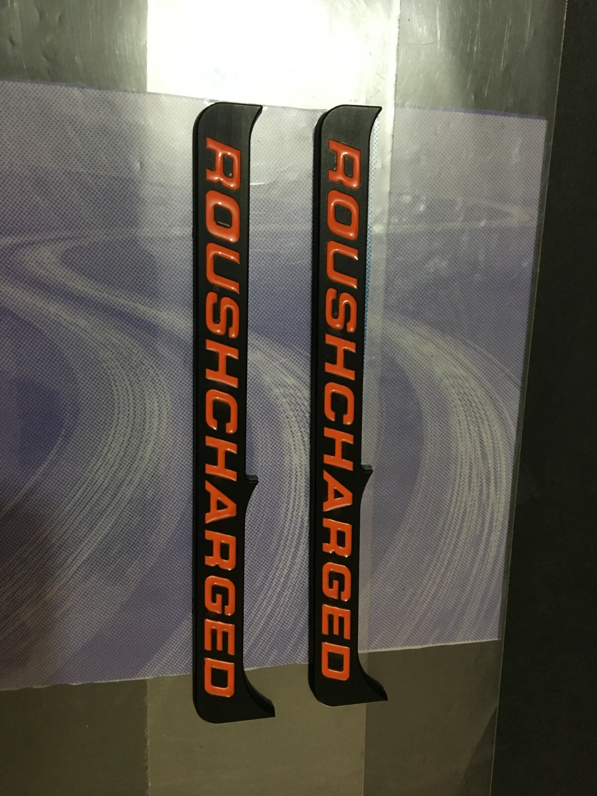 NEW 2015-2023 ROUSH CHARGED Parts Emblems Badge Matte Black / Orange -2pieces