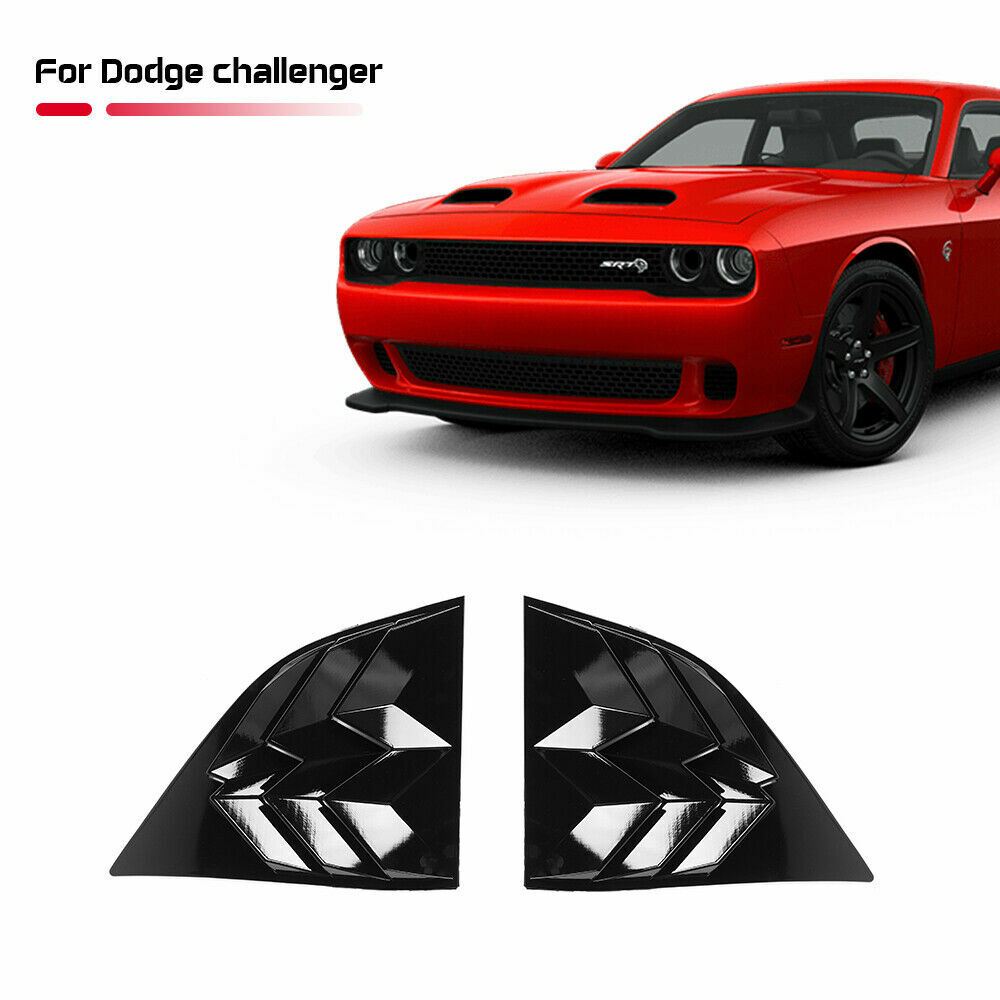 Side Rear Window Scoop Vent Louvers Cover Quarter For Dodge Challenger 10+ Black