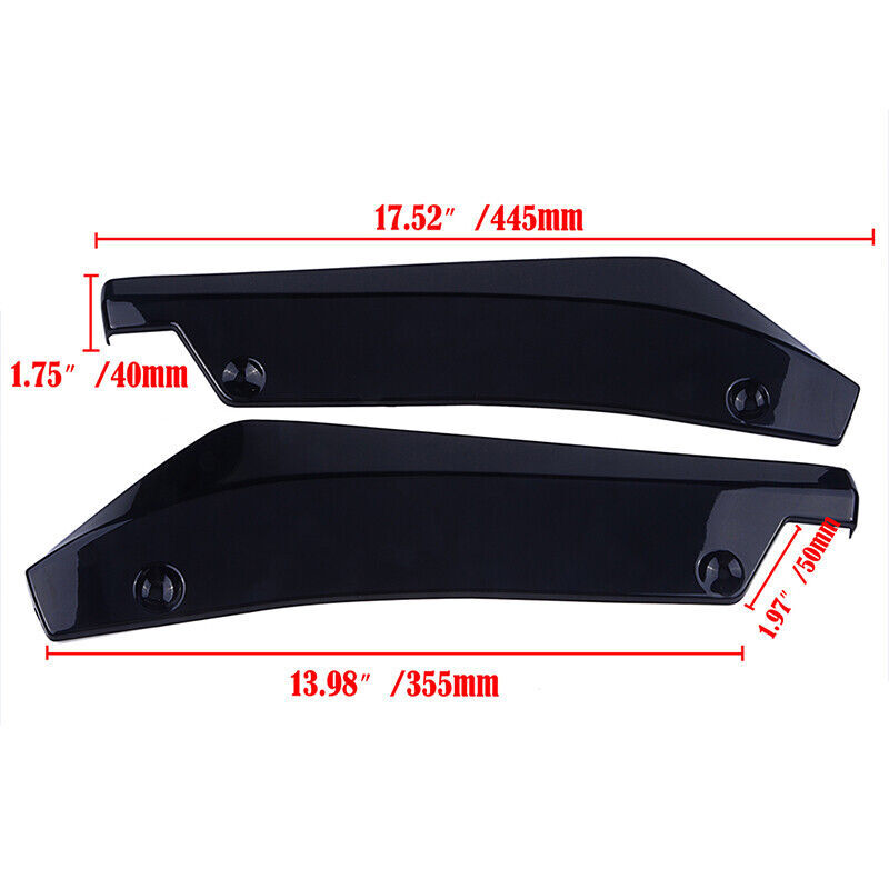 2Pcs Gloss Black Rear Spats Bumper Lip Splitter Diffuser Canard Spoiler A+