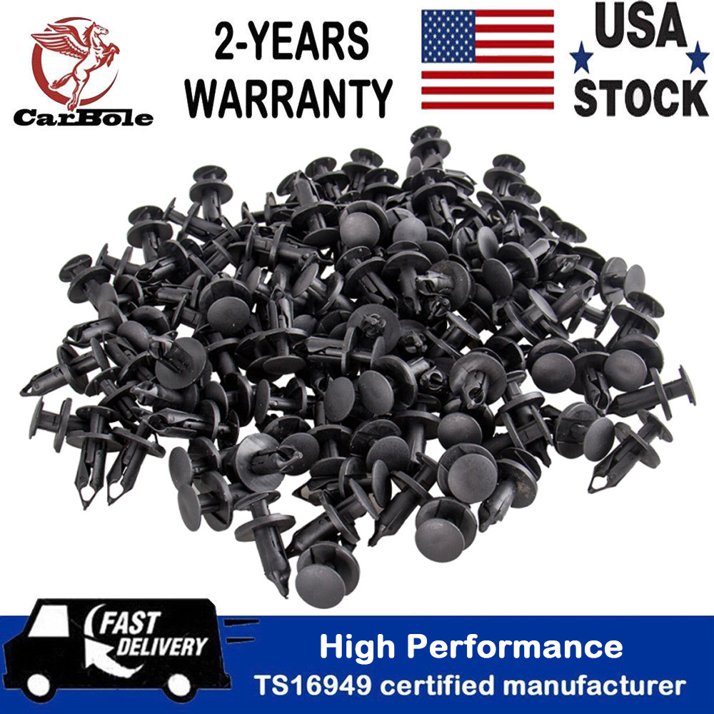 120Pcs 8mm Hole Plastic Rivets Fastener Push Clips Black for Car Auto Fender