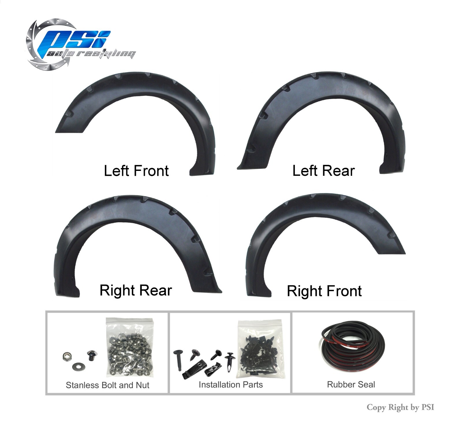 Cut Round Bolt Fender Flares Fits Ford F-150 2009-2014 Excludes Raptor Paintable