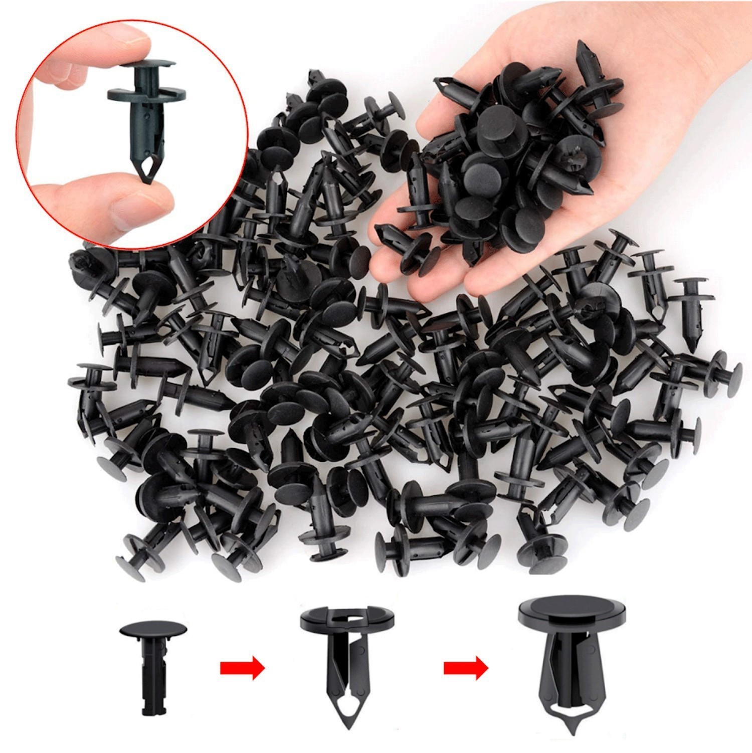 120PCS“8mm Bumper Clips Retainer Auto Car Plastic Rivets Fastener Fender Push..