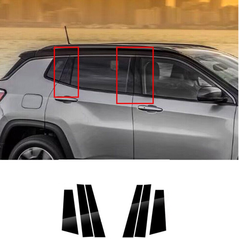 For Jeep Compass 2017-2026 pc Bright black Window Center BC Pillar Posts Trim