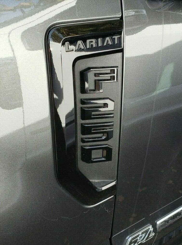 Pair Set L/R Side Fender “Lariat” Emblems Badges For 17-22 F250Truck Black