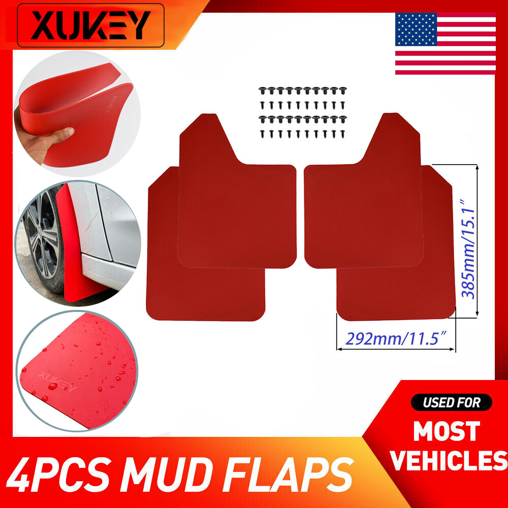 4pcs Universal RED Car Mud Flaps Splash Guards Mudguards Mudflaps Rally Racing