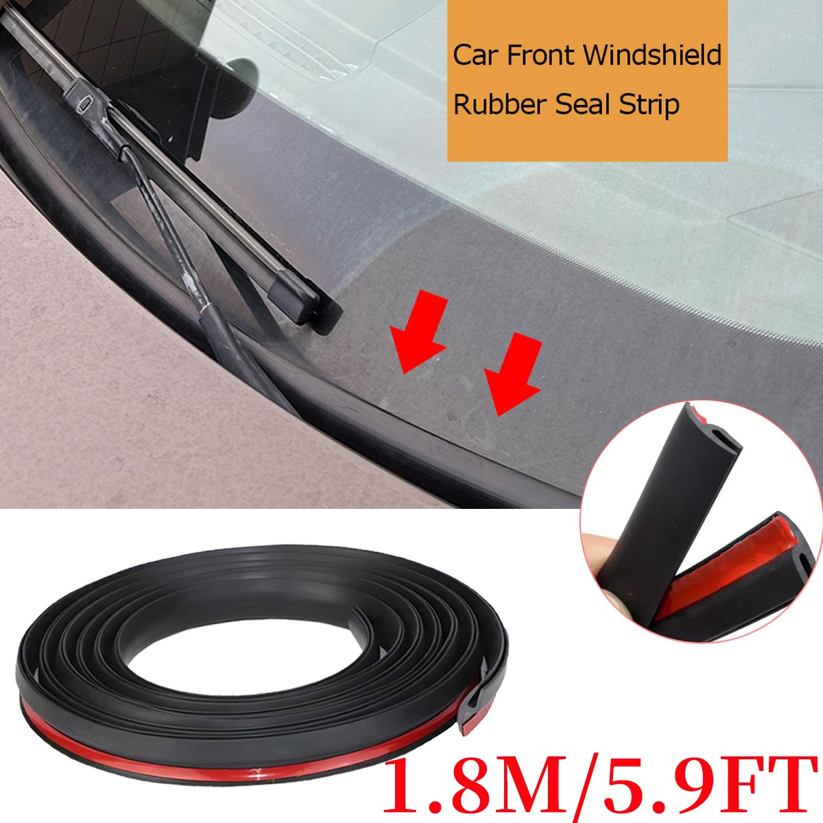 1.8m/5.9FT H-Shaped Windshield Rubber Sealing Strip Customized for Ford Vehicles