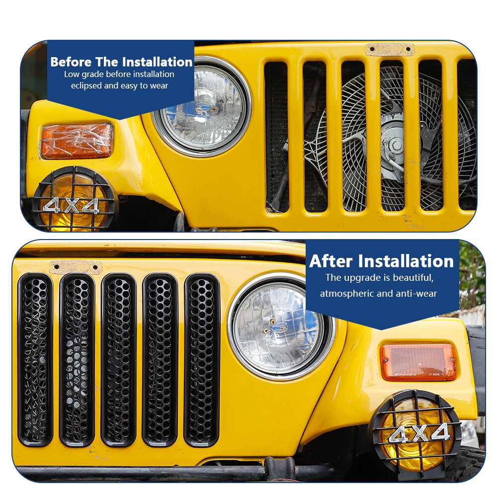 7 Pack Black Honeycomb grille insert for 97-06 Jeep Wrangler TJ Grille Hole Mesh