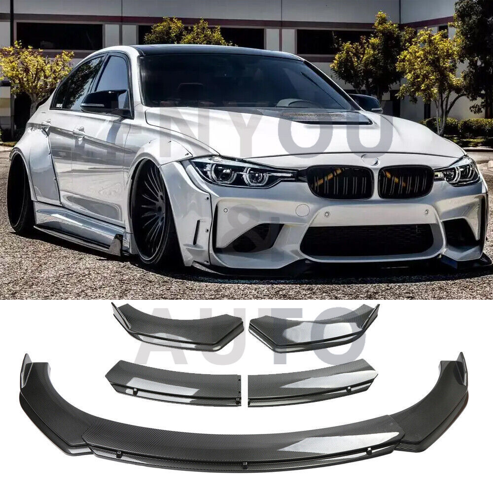 Universal For BMW Carbon Fiber Car Front Bumper Lip Spoiler Splitter Body Kit