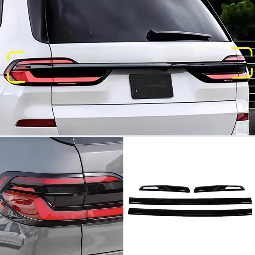 Bright black Rear Tail Door Trunk Lid Trim Strip 4PCS For BMW X7 2023-2025
