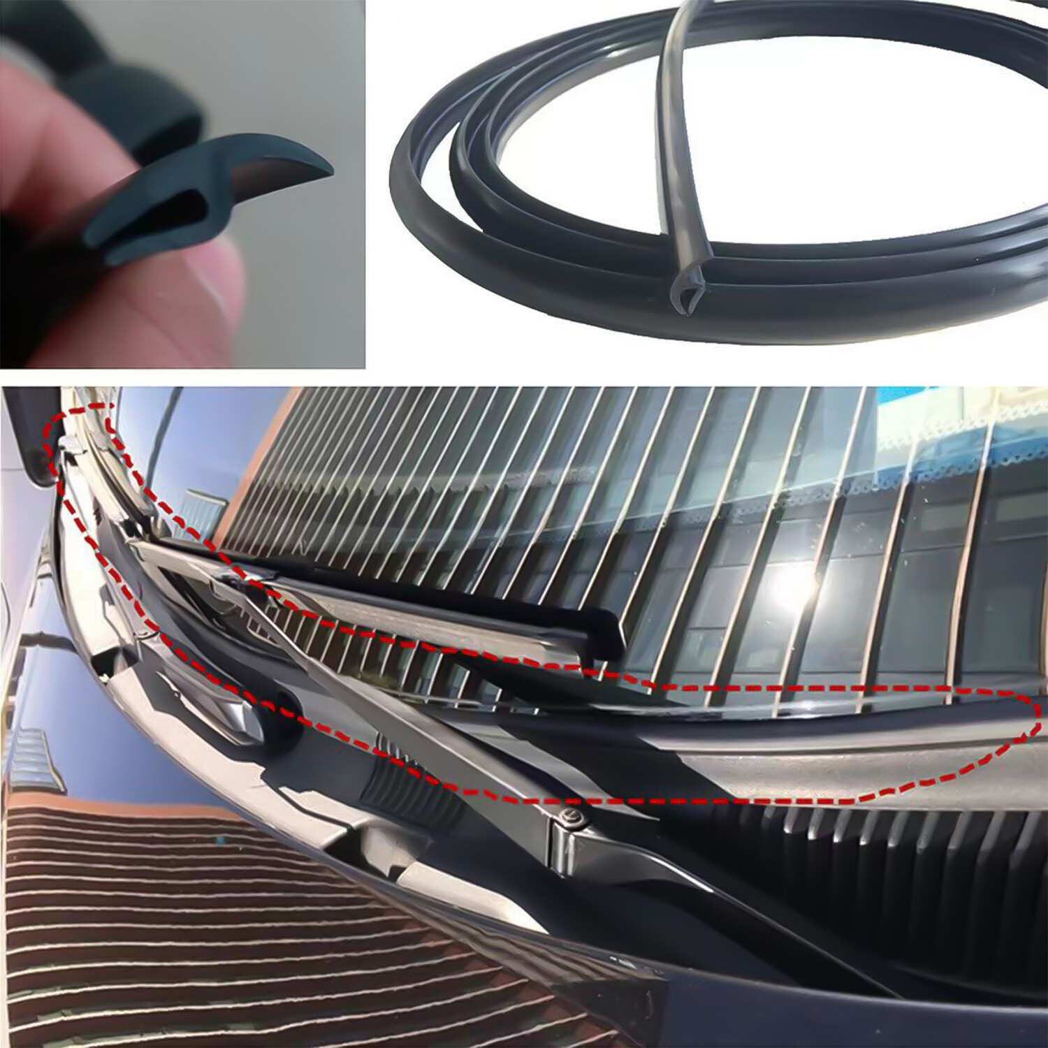 10FT Rubber Seal Strip Trim For Car Front Windshield Plastic Panel HOOD