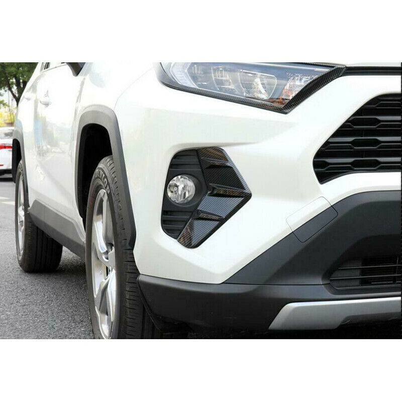 For Toyota Rav4 2019-25 Carbon Fiber ABS Front Fog Lamp Light Panel Cover Trims