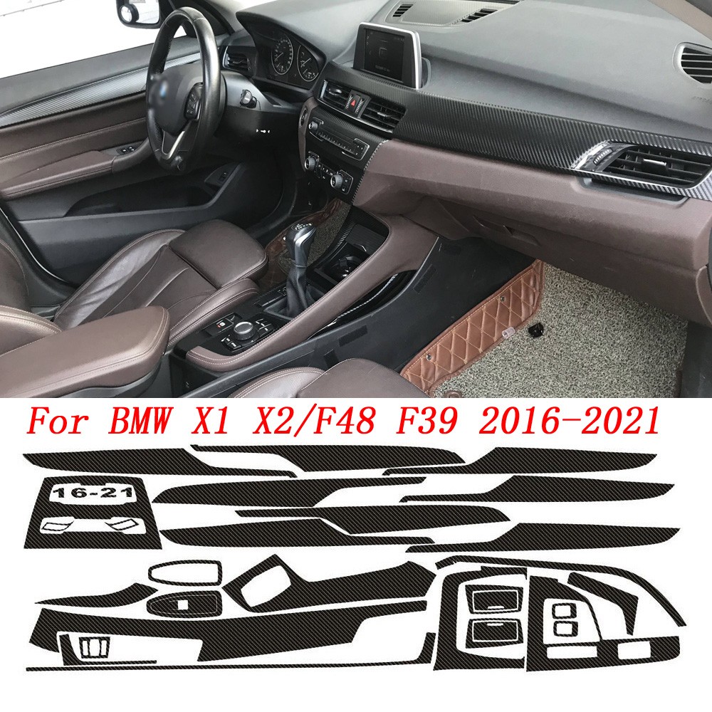 For BMW X1 X2 f48 f39 2016-2021 3D Carbon Fiber Pattern Interior DIY Trim Decals