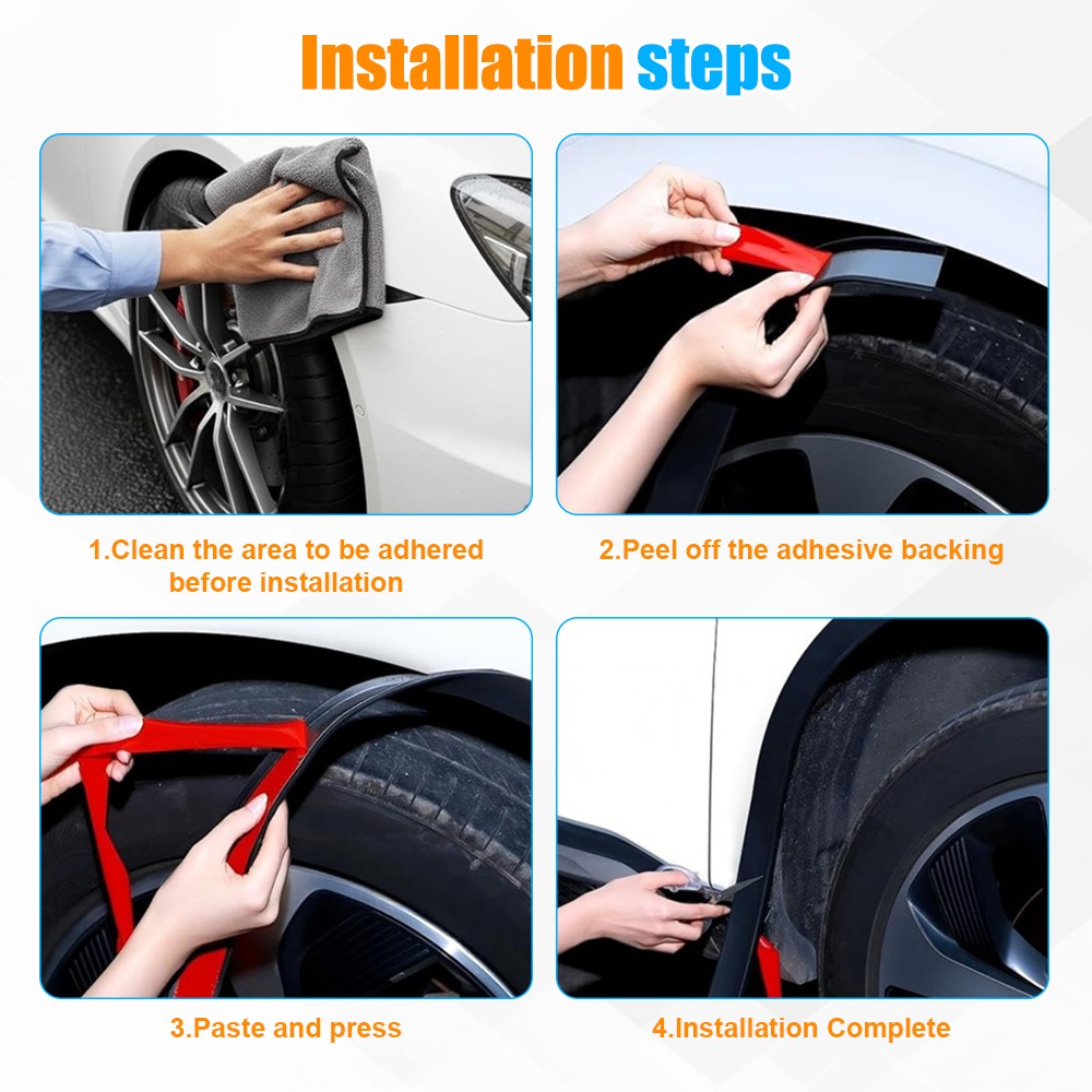 20Ft Wheel Eyebrow Arch Trim Fender Flares Protector Strip for Chrysler Vehicle