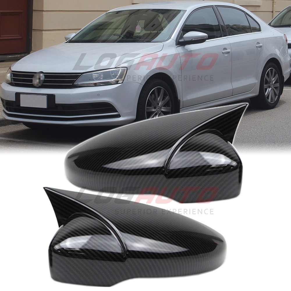 For VW Jetta Passat CC 09-17 Carbon Fiber Side Mirror House Cover Trim With Turn