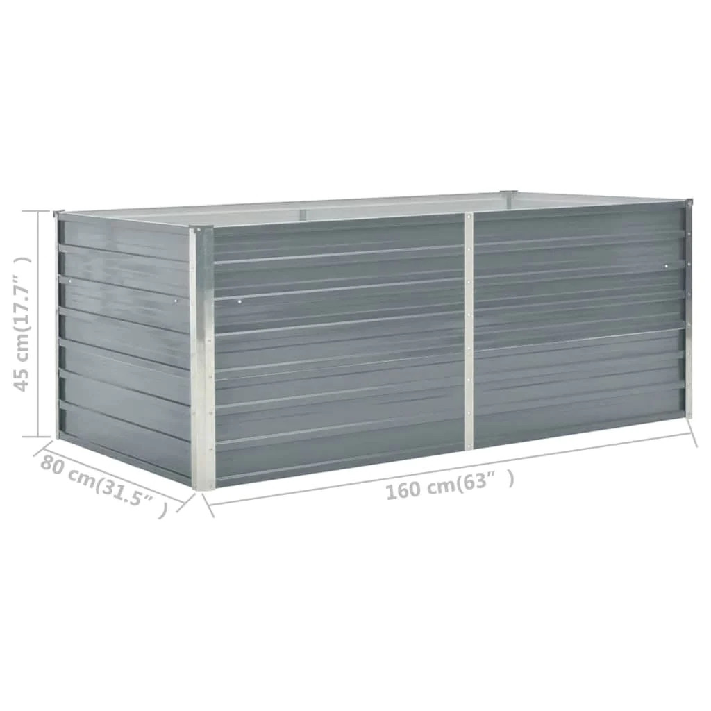 NNEVL Raised Garden Bed 160x80x45 cm Galvanised Steel Grey