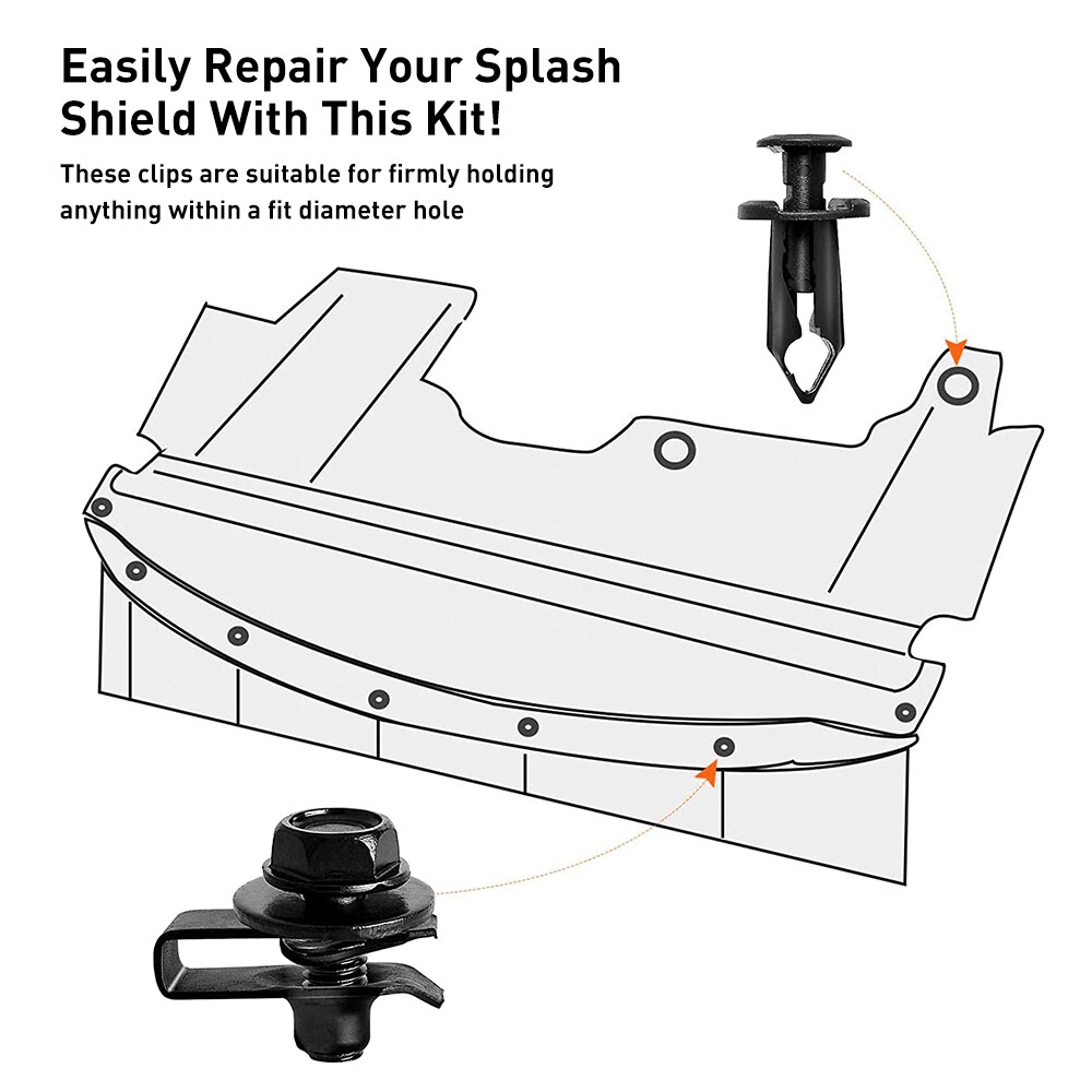 28PCS Engine Splash Shield Guard Undertray Cover Screws Bolts Nuts Clip Kit