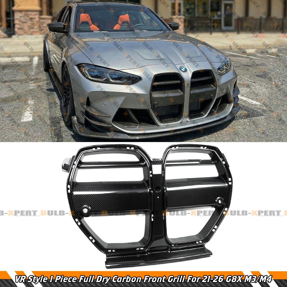 For 21-26 BMW M3 G80 M4 G82 G83 VR Style Prepreg Carbon Fiber Front Grill Grille