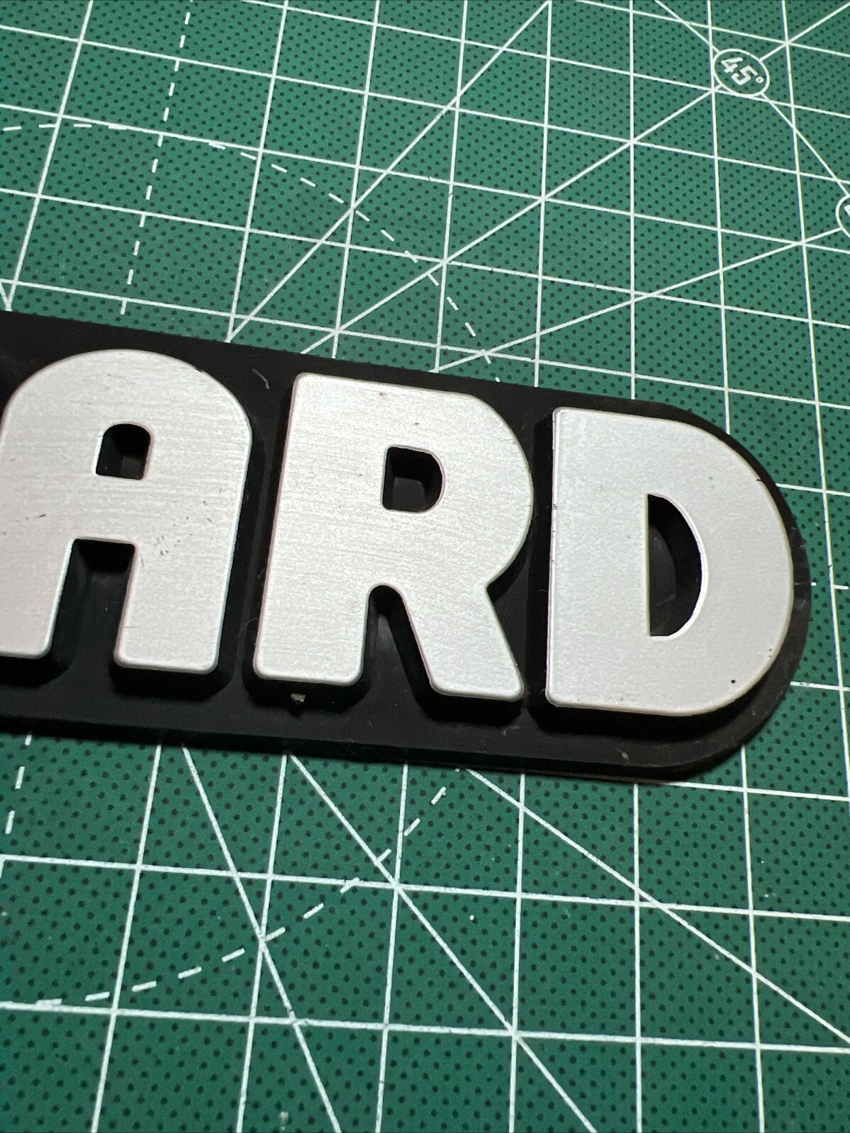 Wizard Rear Trunk Door Badge Emblem Plastic Used Rare 7” Black Brushed.