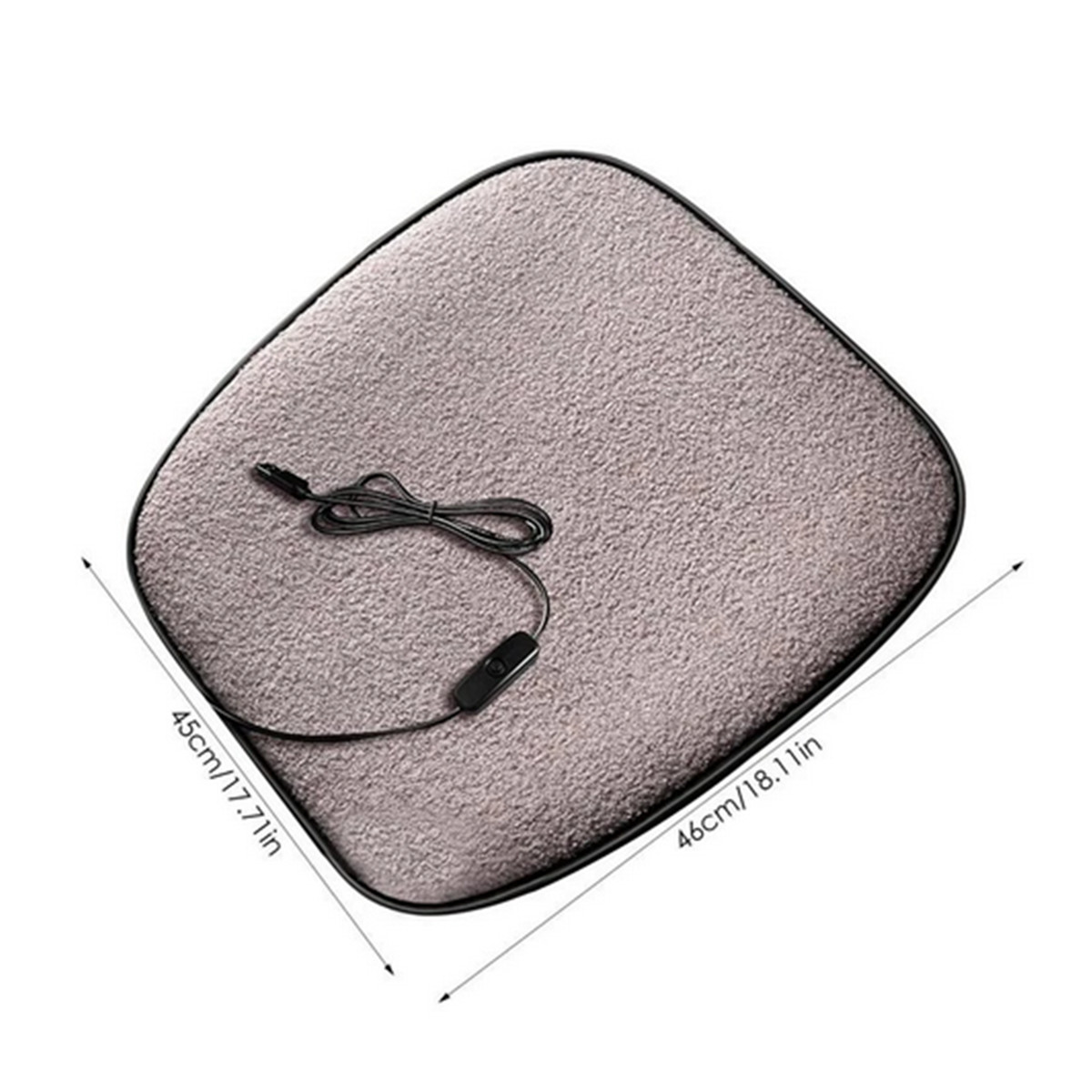 Car Thermostat Heating Cushion USB Heated Seat Pad Lamb Velvet Gray Fit Winter