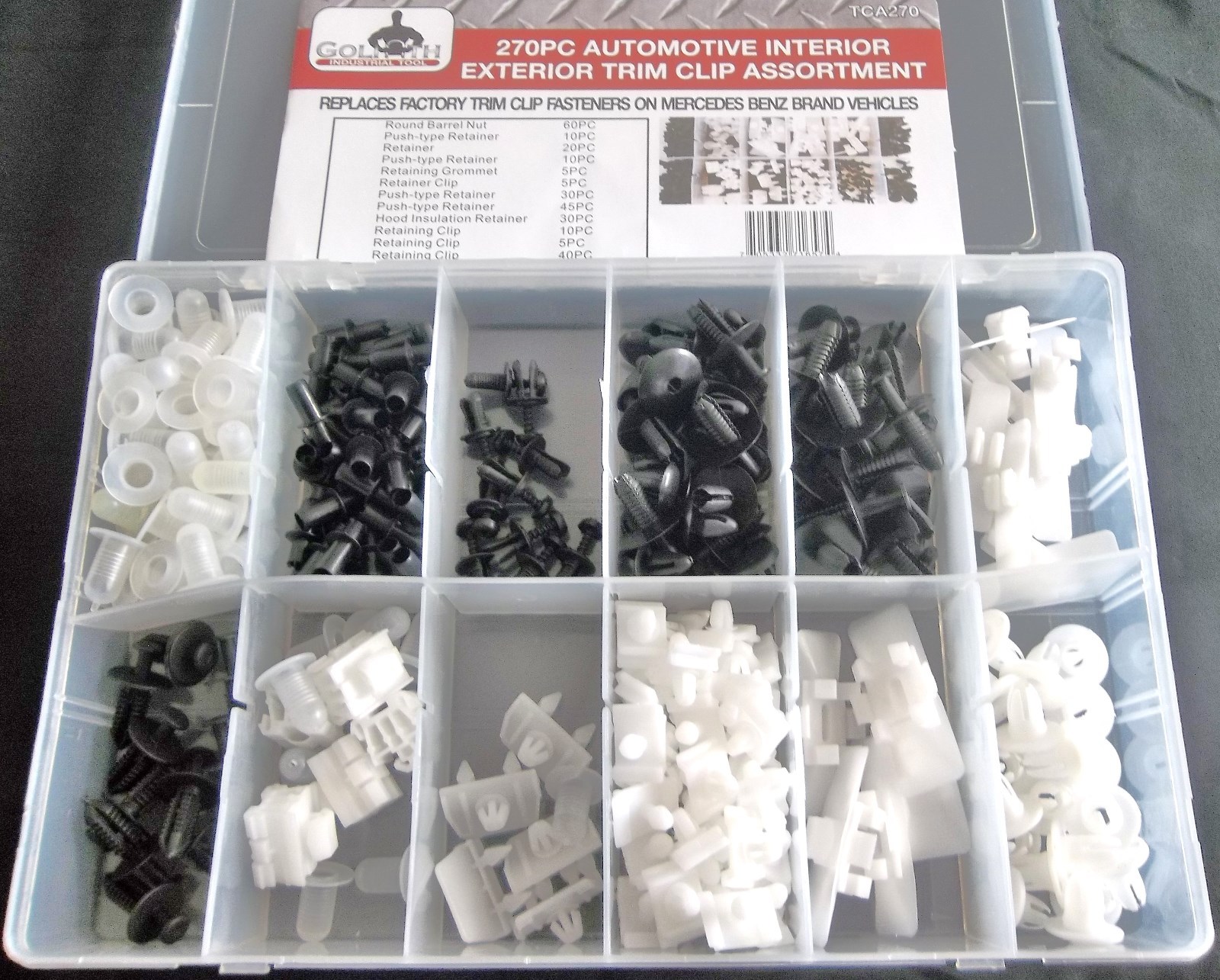 270pc MERCEDES BENZ TRIM CLIP RETAINER PANEL BUMPER FASTENER ASSORTMENT TCA270