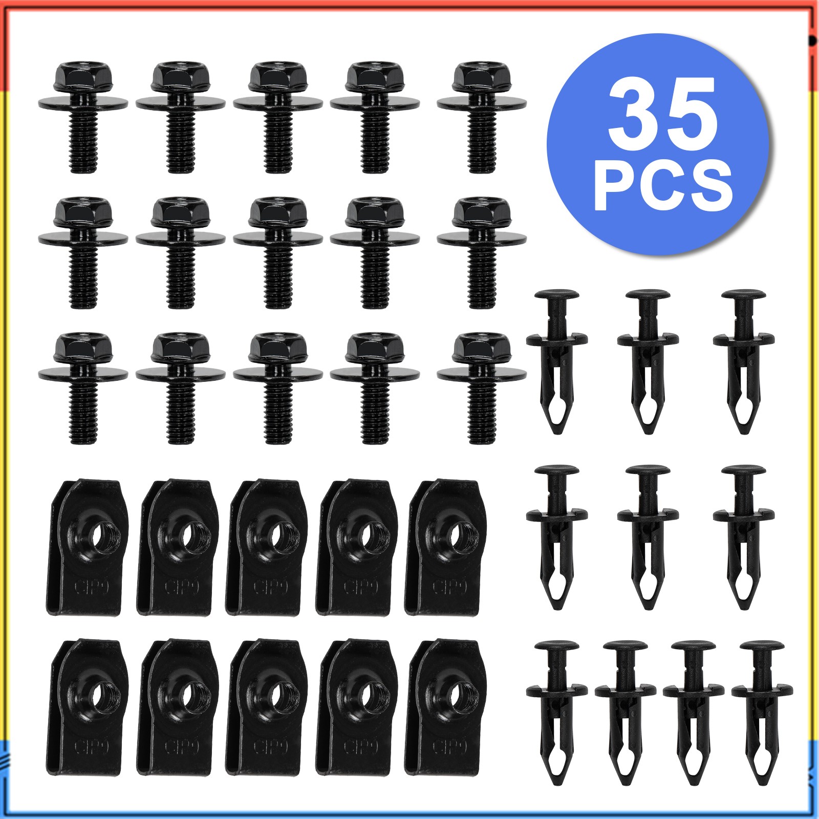 Engine Compartment Splash Guard For Toyota M6 Bolts & U-Nuts Clamp Set 35 Pieces