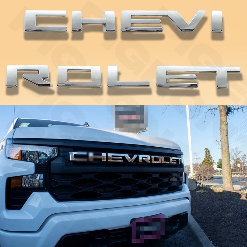 2022-2025 Front Grille Overlay Letters Emblem Badges For Silverado Custom Chrome