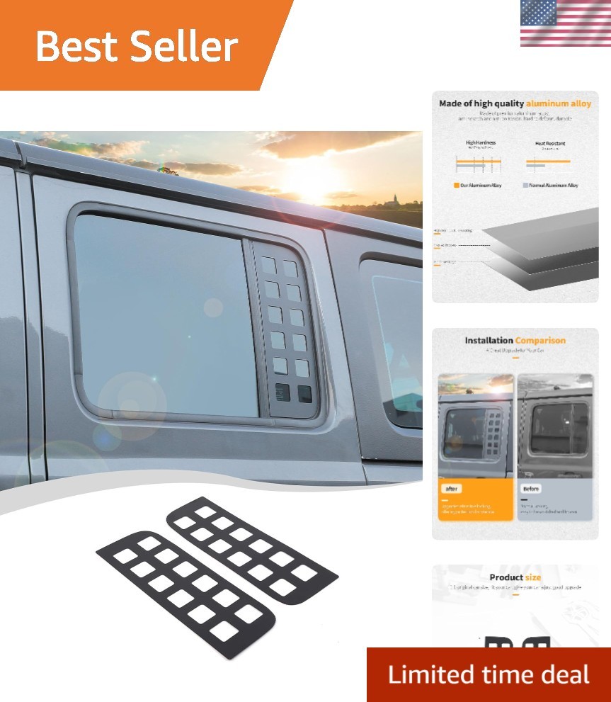 Rear Door Window Decals Aluminum Alloy Glass Panel Cover Compatible with Jeep…