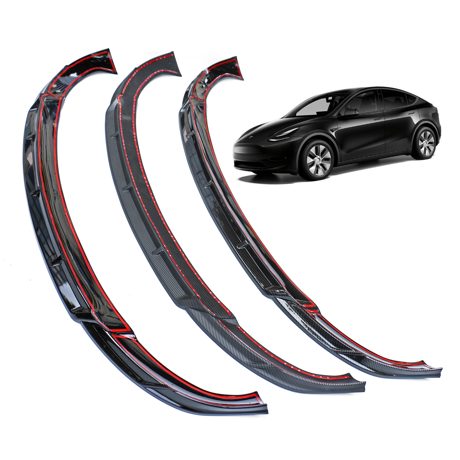 Front Bumper Lip Spoiler Wing For 2021 2022 2023 Tesla Model Y (Glossy Black)