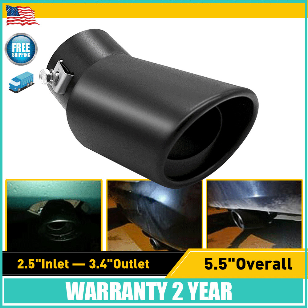 Exhaust Trim Car Pipe Stainless Steel 62mm Muffler Bend Tip Tail Black Thr Part