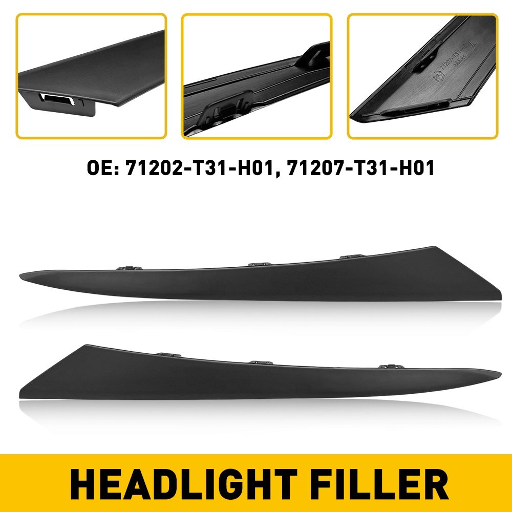 2x Headlight Eyelid Molding Trim Lower Filler Cover For 2022-2024 Honda Civic