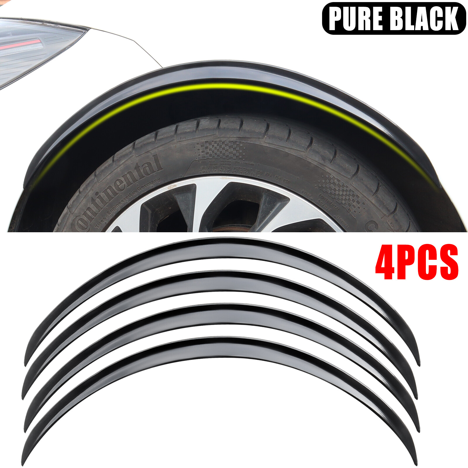 4PCS Universal Car Truck Wheel Black Fender Flares Eyebrow Arches Replace Cover
