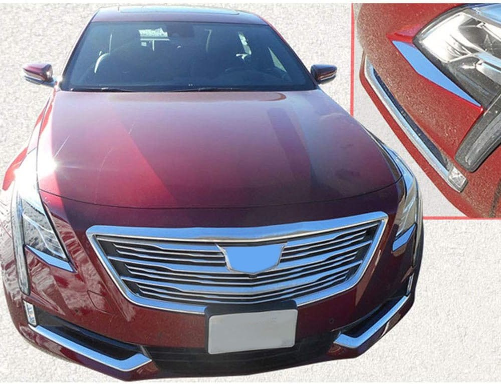 2pc Luxury FX Stainless Steel Head Light Accent for 2016-2018 Cadillac CT6 4dr