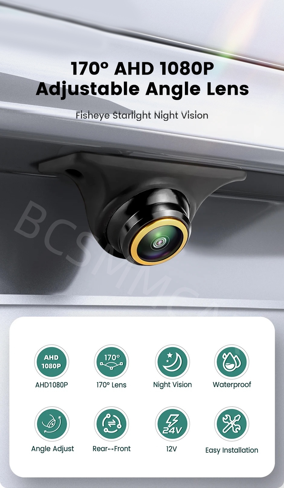170º CVBS Car Rear View Reverse Backup Camera Parking Night Vision Fisheye Lens