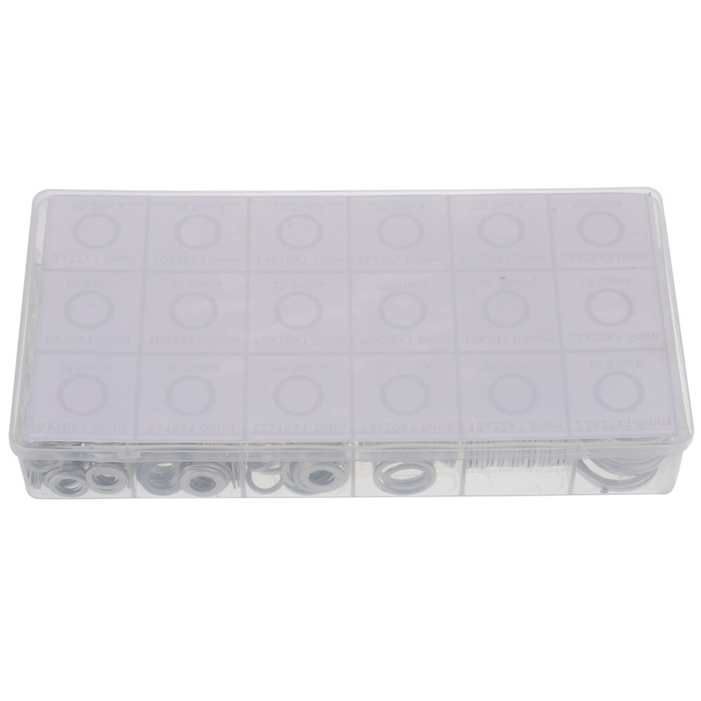 450Pcs Oil Drain Plug Crush Washer Gasket 18 Sizes Aluminum Metal Sealing Rings