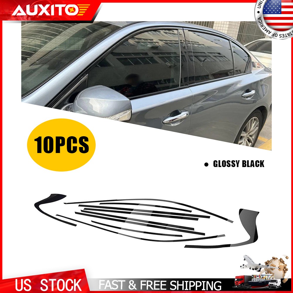 Glossy Black Chrome Delete Window Cover Trim Overlay For Infiniti Q50 2014-2024