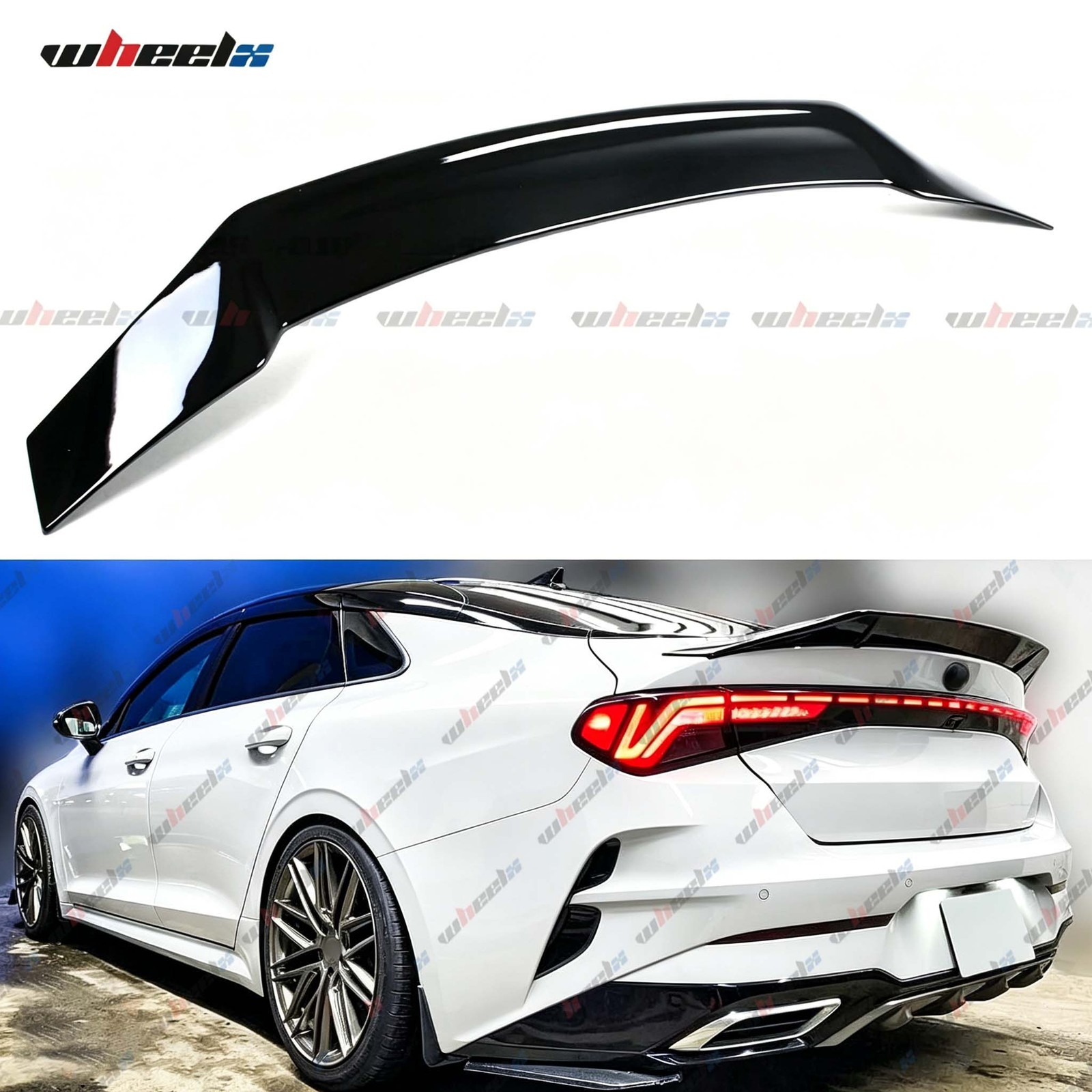WheelX Rear Trunk Spoiler Wing For 2021-2024 KIA K5 5th Gen Gloss Black R STYLE