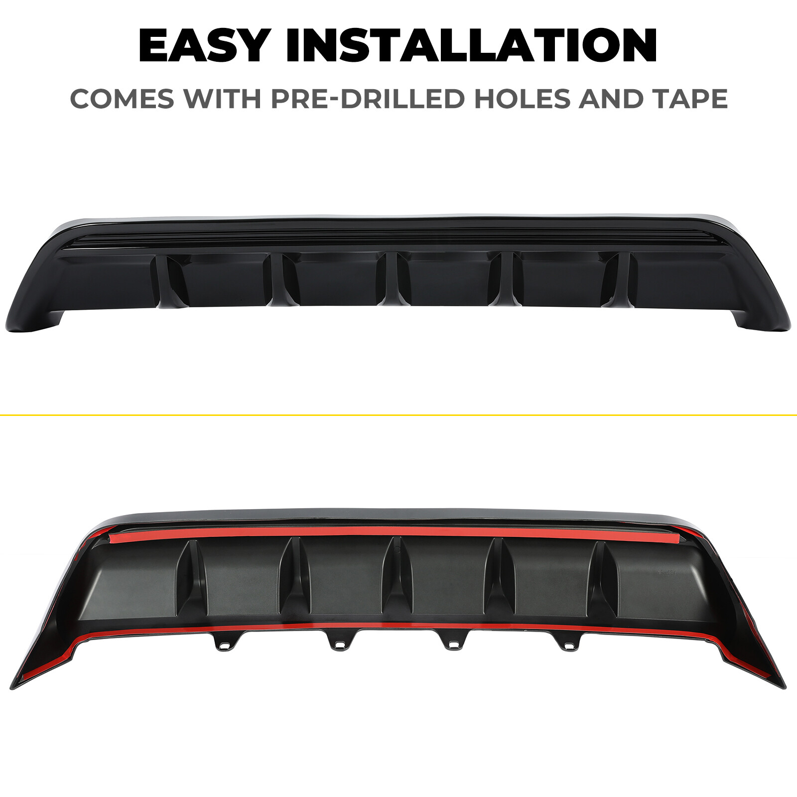 For Toyota Camry SE XSE 2018-2023 Shark Fin Rear Bumper Diffuser Glossy Black