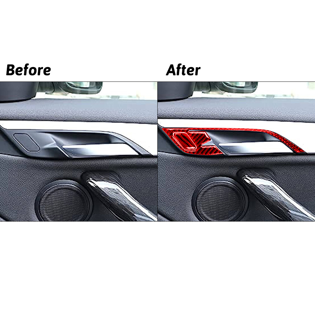 16pcs For BMW X1 F48 2016-18 Red Carbon Fiber Door Panel Interior Trim Set
