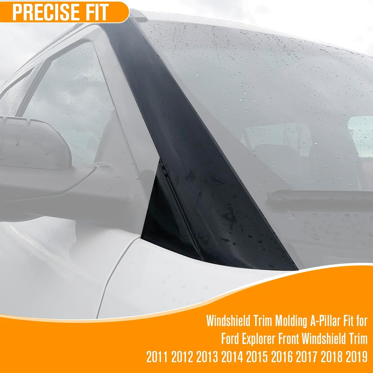 Windshield Trim Molding A-Pillar Fit for Ford Explorer 2011-2019 Gloss Black